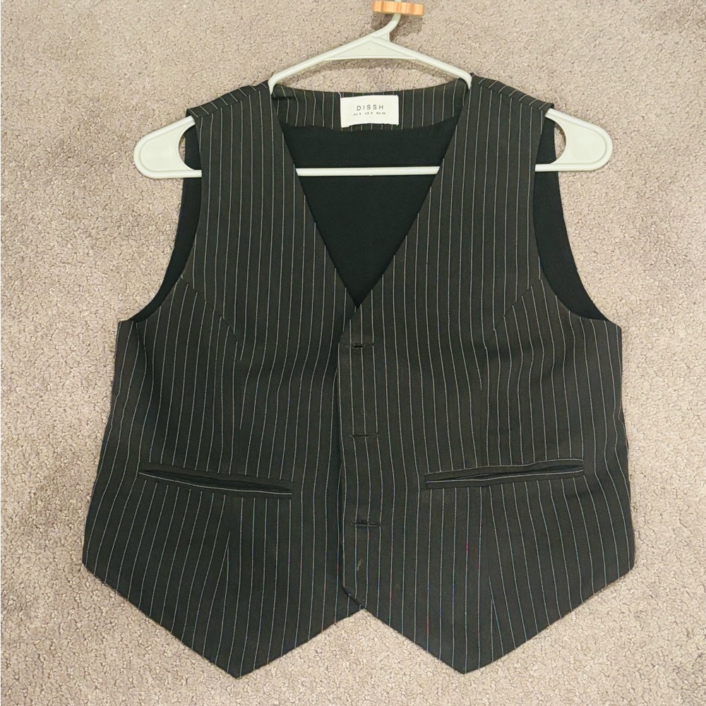 Dissh Black Pinstripe Men's Vest